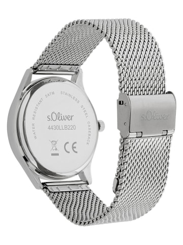 s.Oliver Kwartshorloge zilverkleurig/zwart