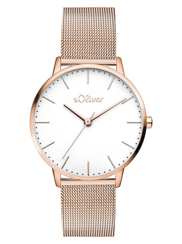 s.Oliver Kwartshorloge roségoudkleurig/wit
