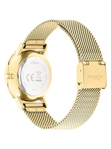 s.Oliver Kwartshorloge goudkleurig/groen