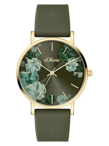 s.Oliver Quarzuhr in Khaki/ Gold