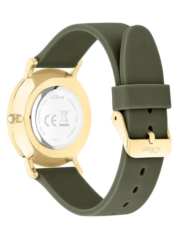 s.Oliver Kwartshorloge kaki/goudkleurig