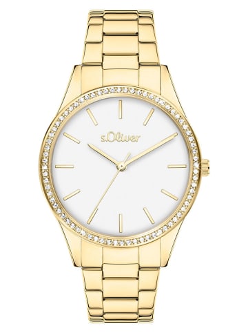 s.Oliver Kwartshorloge goudkleurig/wit