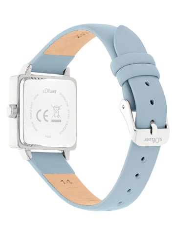 s.Oliver Kwartshorloge lichtblauw/zilverkleurig