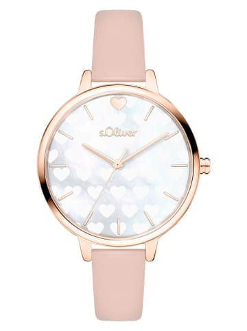 s.Oliver Quarzuhr in Beige/ Roségold/ Weiß