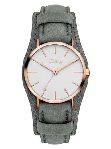 s.Oliver Kwartshorloge grijs/roségoudkleurig/wit
