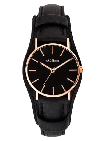 s.Oliver Quarzuhr in Schwarz/ Roségold