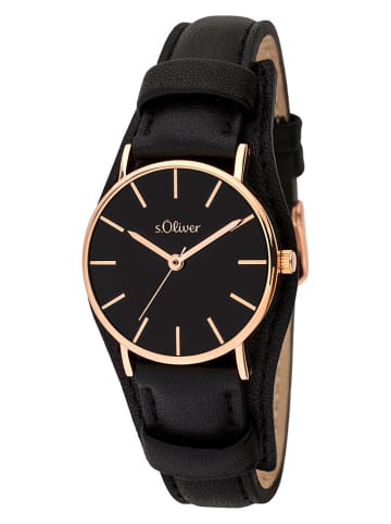 s.Oliver Kwartshorloge zwart/roségoudkleurig