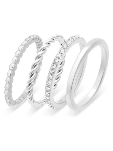 s.Oliver 4er-Set: Ringe mit Edelsteinen