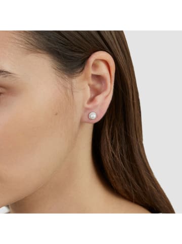 s.Oliver Srebrne kolczyki-wkrętki z cyrkoniami i perłami