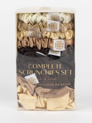 Argani Care 10er-Set: Satin-Haargummis in Braun/ Hellbraun/ Beige