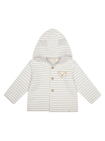 Steiff Cardigan in Grau/ Weiß