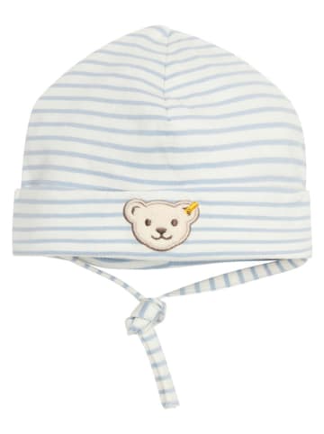 Steiff Czapka w kolorze biało-błękitnym