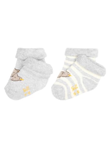 Steiff 2er-Set: Socken in Grau/ Weiß