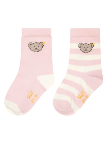 Steiff 2er-Set: Socken in Rosa/ Creme