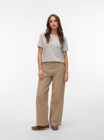 Vero Moda Bluzka w kolorze brązowo-białym