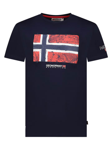 Geographical Norway Koszulka "Palm" w kolorze granatowym