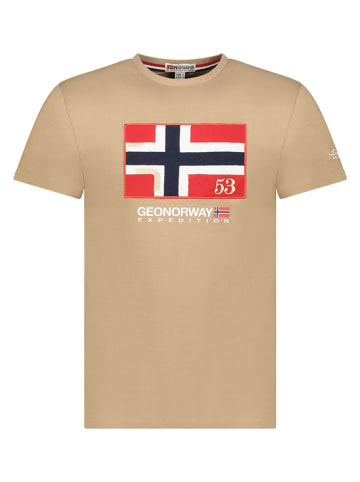 Geographical Norway Koszulka "Newflag" w kolorze beżowym