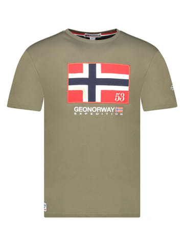 Geographical Norway Koszulka "Newflag" w kolorze khaki