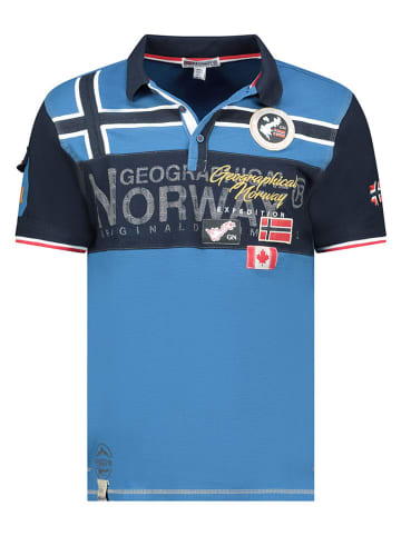 Geographical Norway Koszulka polo "Karadock" w kolorze czarno-niebieskim