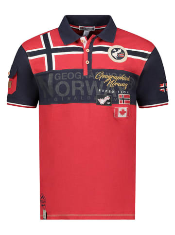 Geographical Norway Koszulka polo "Karadock" w kolorze czerwono-czarnym
