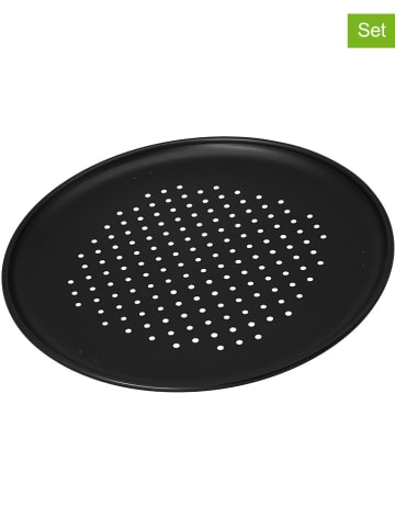 Zenker 2er-Set: Pizzaformen "Special Countries" in Schwarz - Ø 32 cm