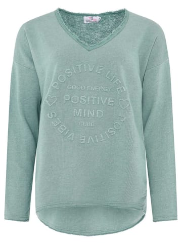 Zwillingsherz Sweter "Positive Mind" w kolorze zielonym