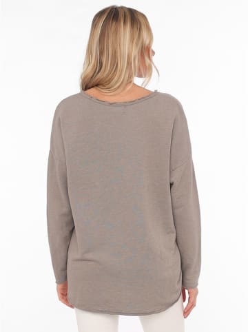 Zwillingsherz Sweter "Positive Mind"  w kolorze szarobrązowym