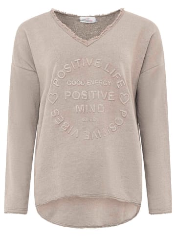 Zwillingsherz Sweter "Positive Mind"  w kolorze szarobrązowym