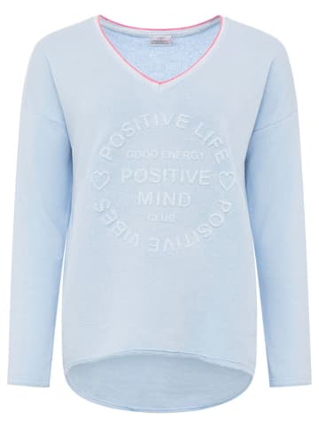 Zwillingsherz Sweter "Positive Mind" w kolorze błękitnym