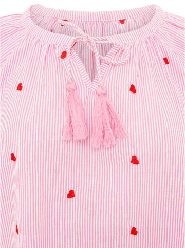 Zwillingsherz Bluzka "Stripe & Stitch" w kolorze jasnoróżowym