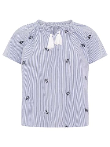 Zwillingsherz Bluzka "Stripe & Stitch" w kolorze niebieskim