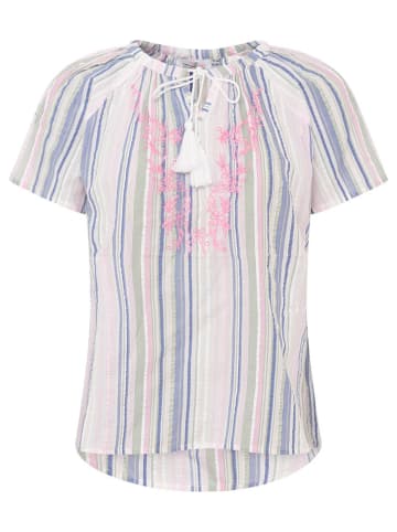 Zwillingsherz Bluzka "Summer Stripes" w kolorze zielono-jasnoróżowo-błękitnym