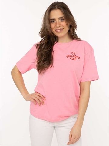 Zwillingsherz Koszulka "Feel Good Club" w kolorze jasnoróżowym