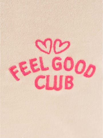 Zwillingsherz Szorty dresowe "Feel Good Club" w kolorze beżowym