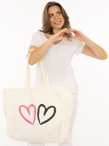 Zwillingsherz Shopper bag w kolorze kremowym