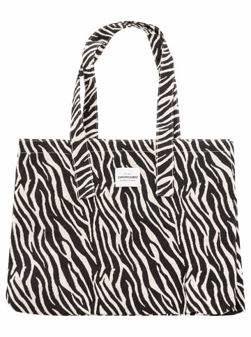 Zwillingsherz Shopper bag w kolorze czarno-białym - 43 x 33 cm