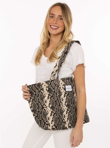 Zwillingsherz Shopper in Grau/ Creme - (B)43 x (H)33 cm