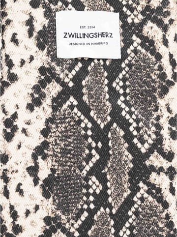 Zwillingsherz Shopper in Grau/ Creme - (B)43 x (H)33 cm