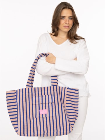Zwillingsherz Shopper beige/blauw - (B)43 x (H)33 cm