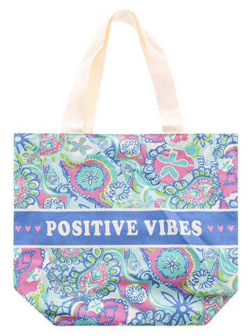 Zwillingsherz Shopper "Positive Vibes" meerkleurig - (B)45 x (H)38 x (D)17 cm