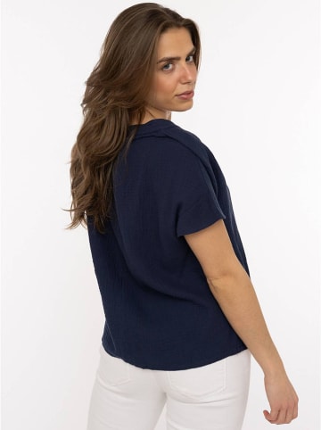 Zwillingsherz Musselin-Bluse in Dunkelblau