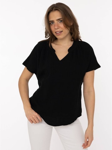 Zwillingsherz Musselin-Bluse in Schwarz