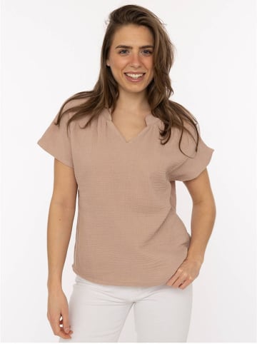 Zwillingsherz Musselin-Bluse in Beige