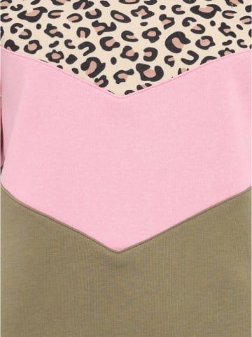 Zwillingsherz Sweatshirt "Konny" in Khaki/ Rosa