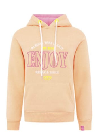 Zwillingsherz Hoodie "Enjoy" abrikooskleurig