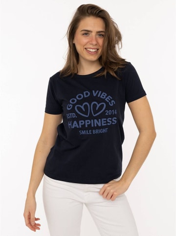 Zwillingsherz Shirt "Happiness Vibes" in Dunkelblau