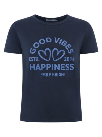 Zwillingsherz Koszulka "Happiness Vibes" w kolorze granatowym