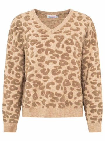 Zwillingsherz Sweter "3D Leo" w kolorze jasnobrązowym