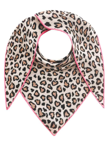 Zwillingsherz Driehoekige sjaal "Leo Herzi" lichtbruin/crème - (L)200 x (B)100 cm