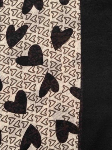 Zwillingsherz Schal in Beige/ Schwarz - (L)180 x (B)60 cm
